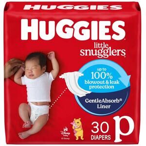 Huggies Little Snugglers Preemie Baby Diapers 2-Pack Size Up to 6 lb, 60 total